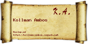 Kollman Ambos névjegykártya